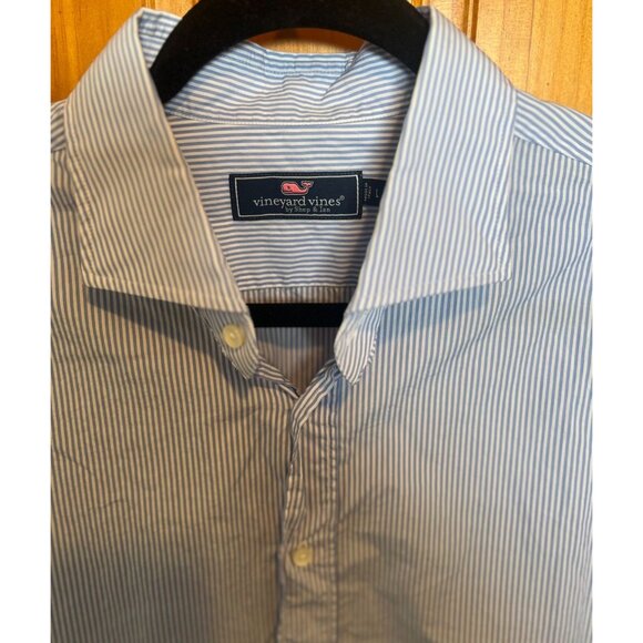 Vineyard Vines‎ Mens L Blue & White Striped Long-Sleeve Button-Up Shirt - Picture 2 of 5